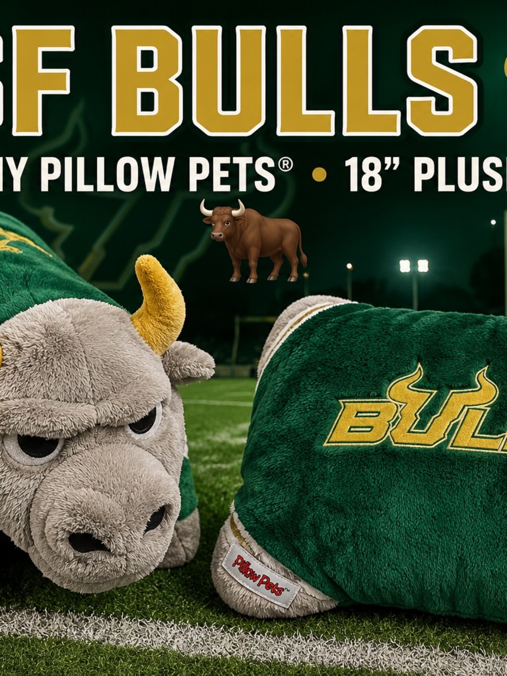 USF Bulls Plush Throw Pillow - Green